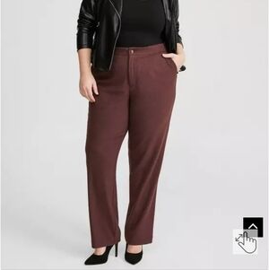 Torrid Relaxed Straight Leg Brushed Twill High-Rise Pant Deep Mahogany